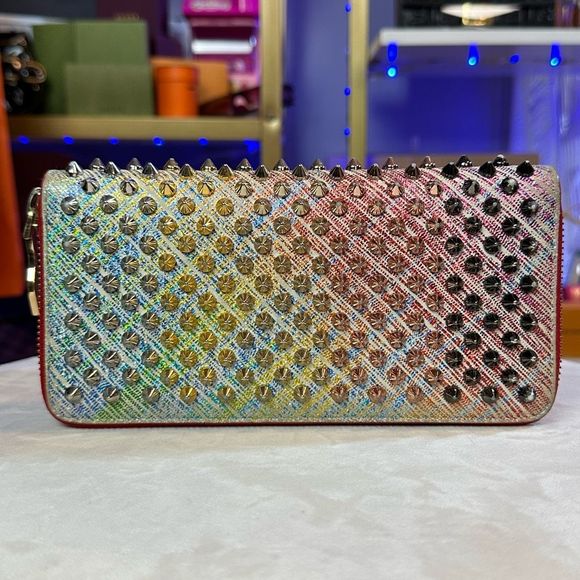 🧧SOLD🧧CHRISTIAN LOUBOUTIN Panettone unicorn suede spikes wallet Sold Out - Picture 3 of 16
